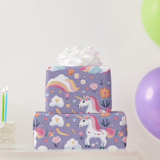 Cute Lila Unicorn Presentpapper (Festgåvor)