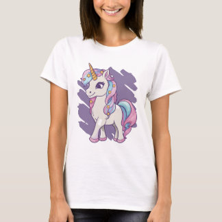Cute Lila Unicorn T Shirt