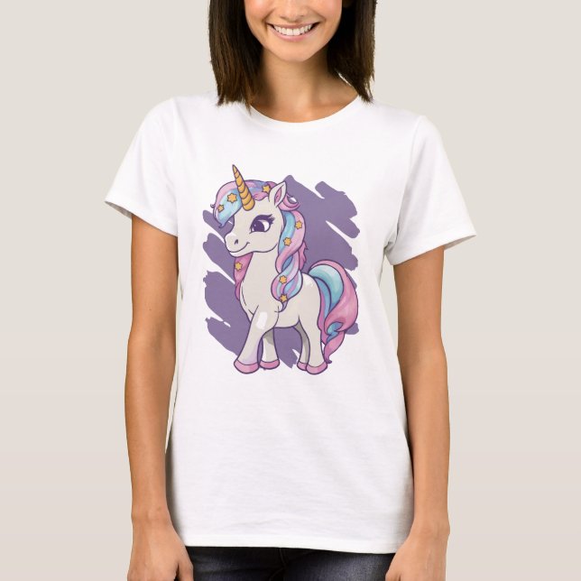 Cute Lila Unicorn T Shirt (Framsida)