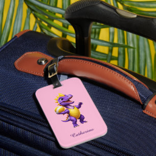 Cute lila volleyball dinosaur bagagebricka