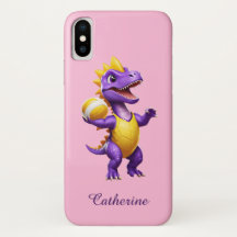 Cute lila volleyball dinosaur