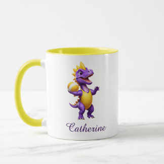 Cute lila volleyball dinosaur mugg