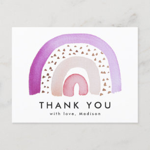 Cute Lila Watercolor Rainbow Tack Vykort