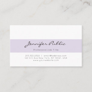 Cute Lila White Simple Modern Minimalist Plain Visitkort