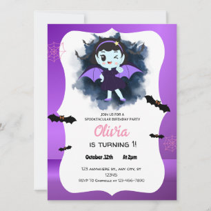 Cute Lila Witch Halloween Inbjudningar
