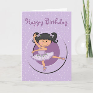 Cute Lilac Ballerina 1 födelsedagskort Kort