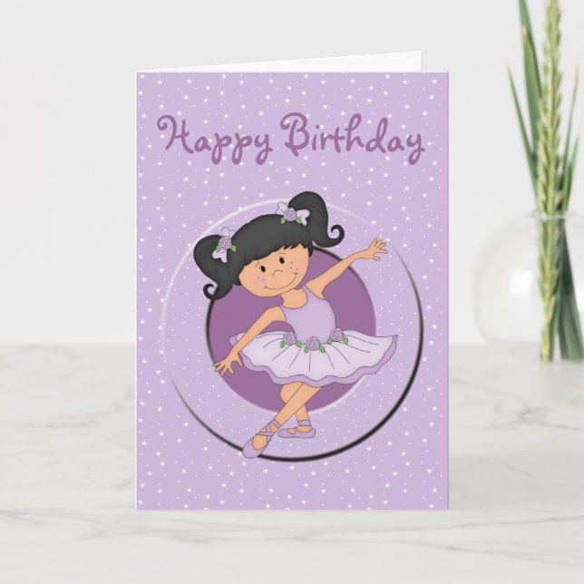 Cute Lilac Ballerina 3 födelsedagskort Kort (Framsida)