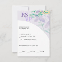 Cute Lilac Blue Grönt Blommigt Vattenfärg OSA Kort