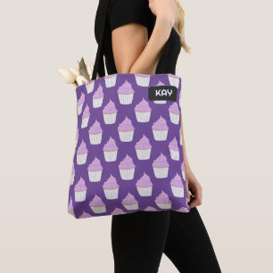 Cute Lilac Cupkaka mönster - initialer eller namn Tygkasse