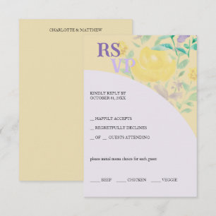 Cute Lilac Gult Grönt Blommigt Vattenfärg OSA Kort
