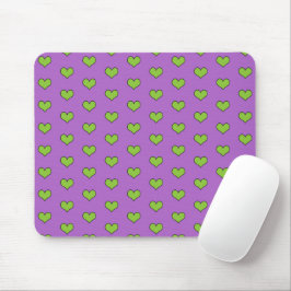 Cute Lilac och Grönt Hearts Mönster Musmatta