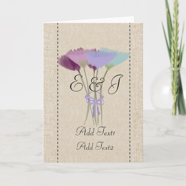 Cute Lilac Peony Bouquet Monogrammed-kort Tack Kort (Framsida)
