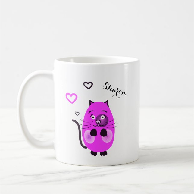Cute lilach cat kaffemugg (Vänster)