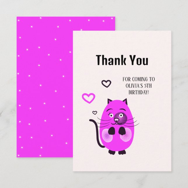 Cute lilach cat tack kort (Fram/baksida)