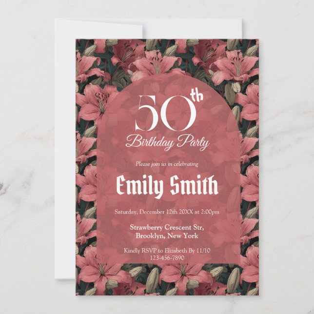 Cute Lilies Aesthetic Birthday Celebration Inbjudningar (Framsida)