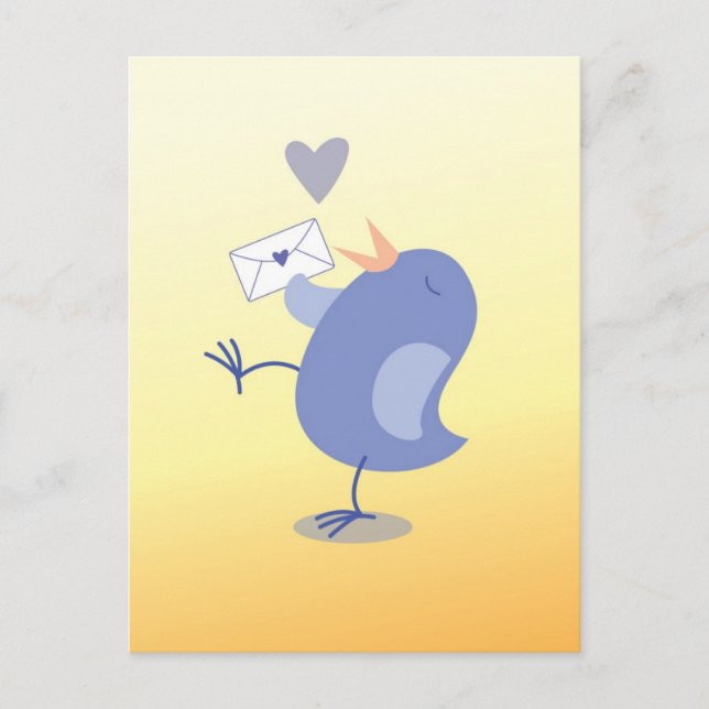 Cute lilla Tweeter Bird med brev! Vykort (Framsida)