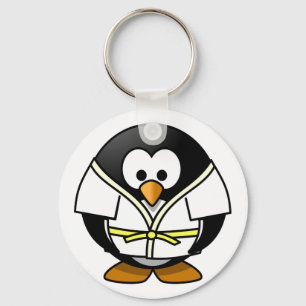 Cute lille animerad judo penguin nyckelring