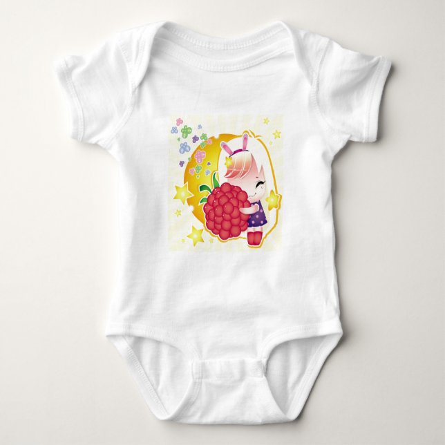 Cute lille flicka med hallon tee shirt (Framsida)