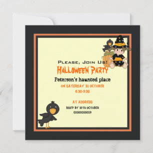 Cute lille Halloween-orangens svarta klänning Inbjudningar