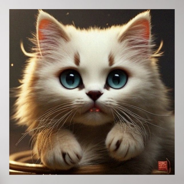 Cute lille kattunge Light Brown rand poster (Framsidan)