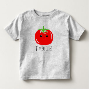 Cute lille kawaii tomat ansikte teckning t shirt