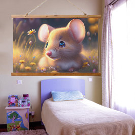Cute lille mus i en blomskugga