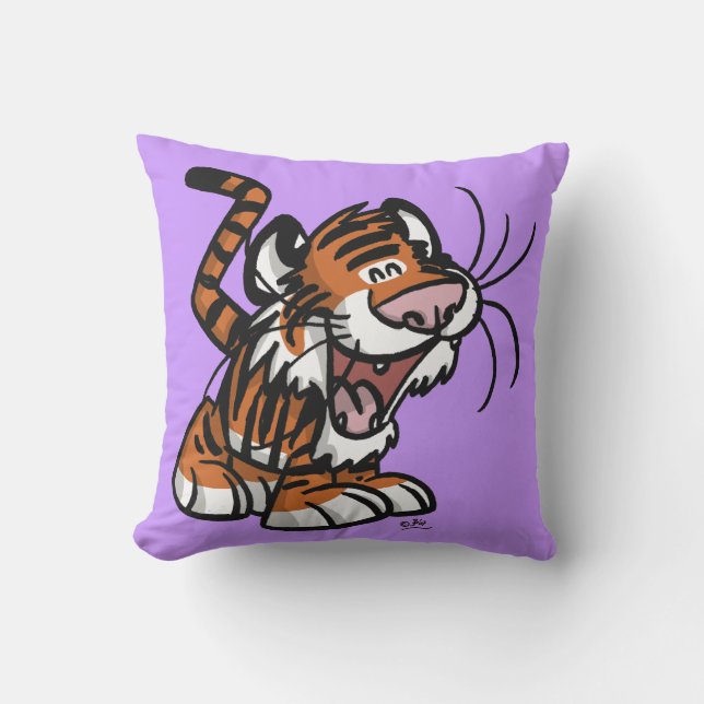 Cute Lil'Tiger Tecknad Pillow Kudde (Framsida)