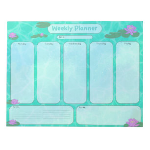 Cute Lily Pad Weekly Planner måndag-Fredag Anteckningsblock