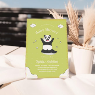 Cute lime Panda Baby Shower - redigerbar babystöve Inbjudningar