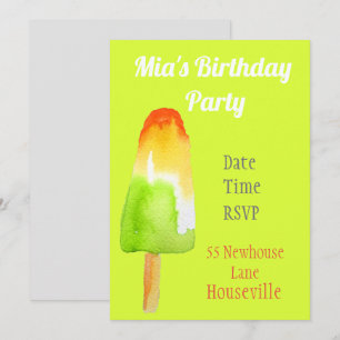 Cute lime popsicle isblock Sommarflicka Party Inbjudningar