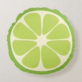Cute Lime Slice Citrus Fruit Funny Foodie Roligt Rund Kudde