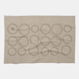 Cute Linen Se Monogrammed Circles Mönster Towel Kökshandduk