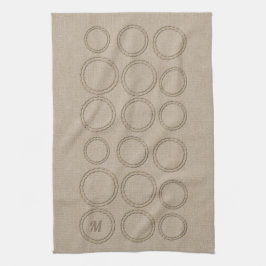 Cute Linen Se Monogrammed Circles Mönster Towel Kökshandduk