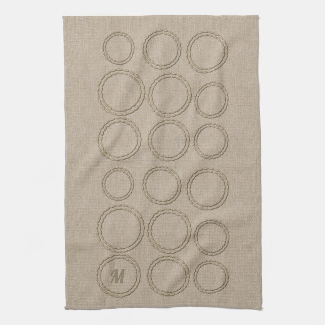 Cute Linen Se Monogrammed Circles Mönster Towel Kökshandduk (Vertikal)
