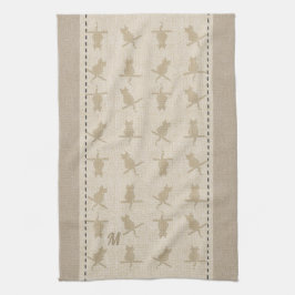 Cute Linen Se Monogrammed Funny Cats Towel Kökshandduk