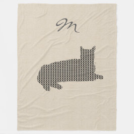 Cute Linen Se svart, svart, monogram, blanket Fleecefilt