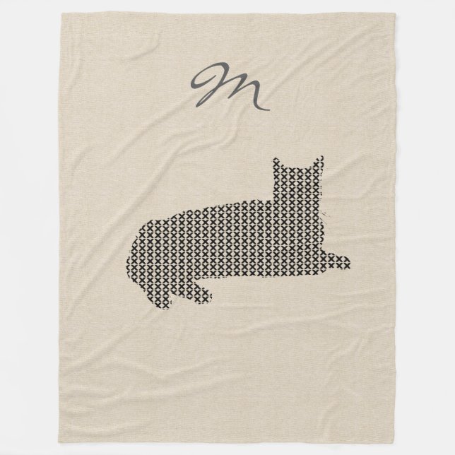 Cute Linen Se svart, svart, monogram, blanket Fleecefilt (Framsidan)