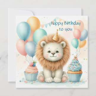 Cute Lion birthday Personalize Custom Kort
