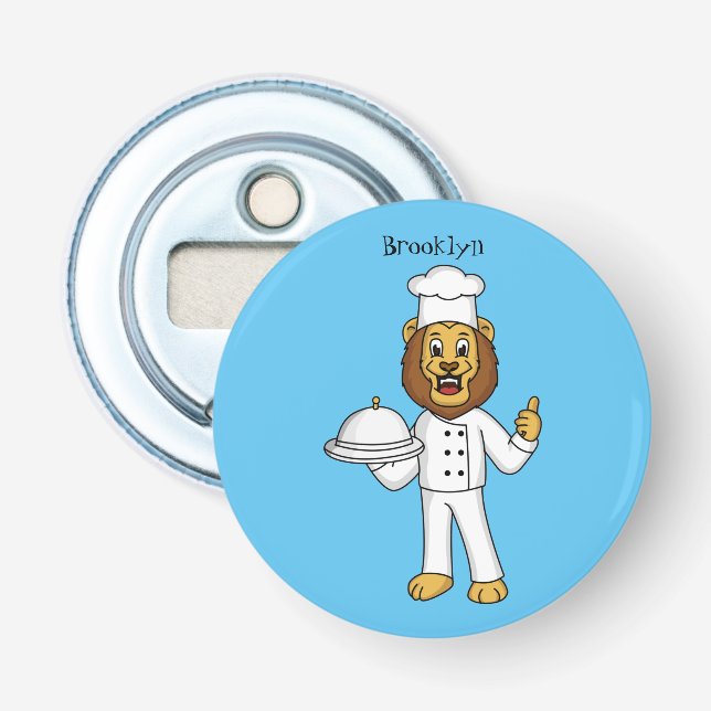 Cute lion chef cartoon illustration  flasköppnare (Framsidan)