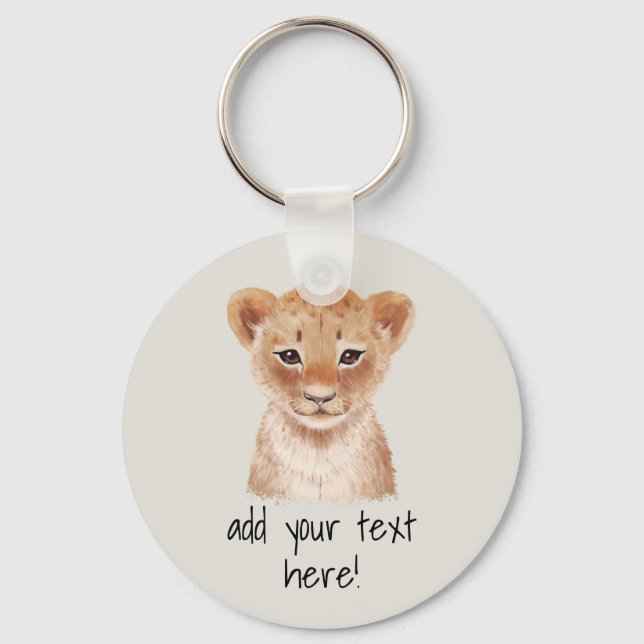 Cute Lion Cub Personalized  Nyckelring (Framsida)