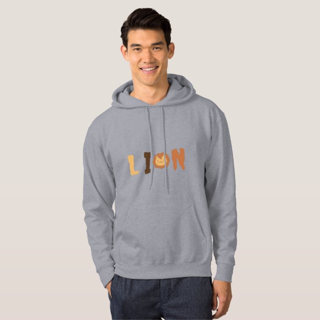 Cute Lion Graphic Tee – “Lion” Fun Animal Hoodie (Hel framsida)