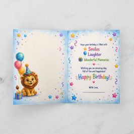 Cute Lion Happy Birthday Greeting Card Kort