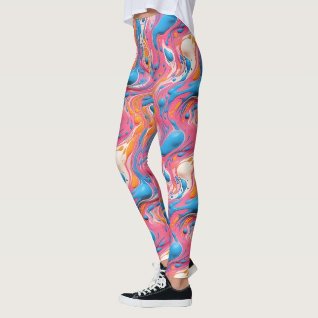 Cute liquid pour tiled pattern leggings (Vänster)