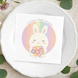 Cute Lite Bunny är på väg mot Blommigt Baby Shower Pappersservett