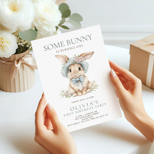 Cute Lite Bunny gör en första födelsedag Inbjudningar