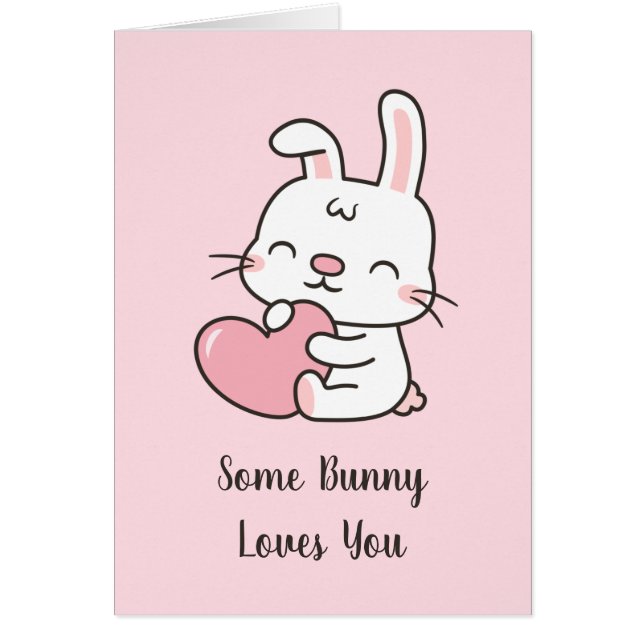 Cute lite Bunny Kärlek Du, Valentines day Pun Hälsningskort (Framsidan)