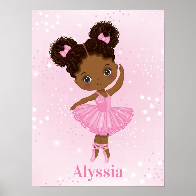 Cute Little African American Ballerina Poster (Framsidan)