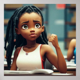 Cute Little African-American Girl Poster i skolan