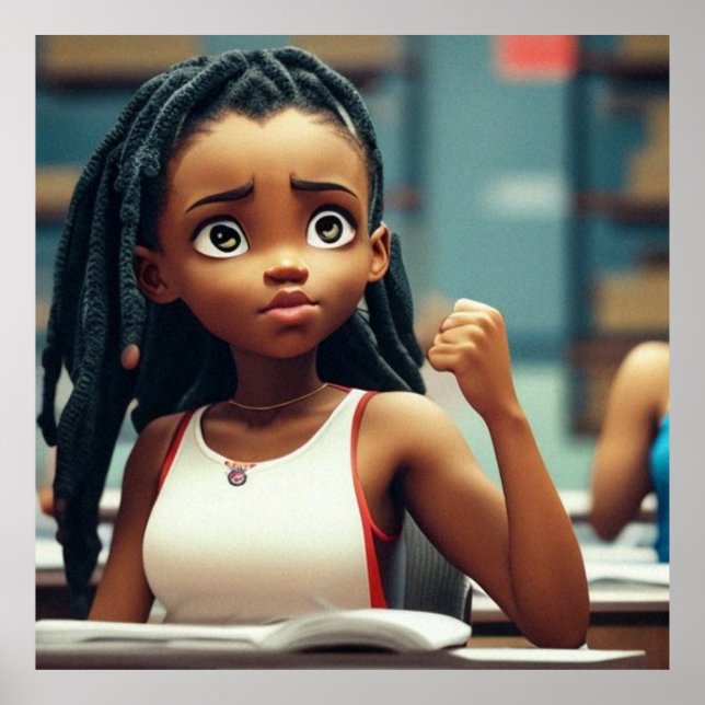 Cute Little African-American Girl Poster i skolan (Framsidan)