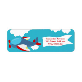 Cute Little Airplan Boy Birthday-Adressetiketter Returadress Etikett